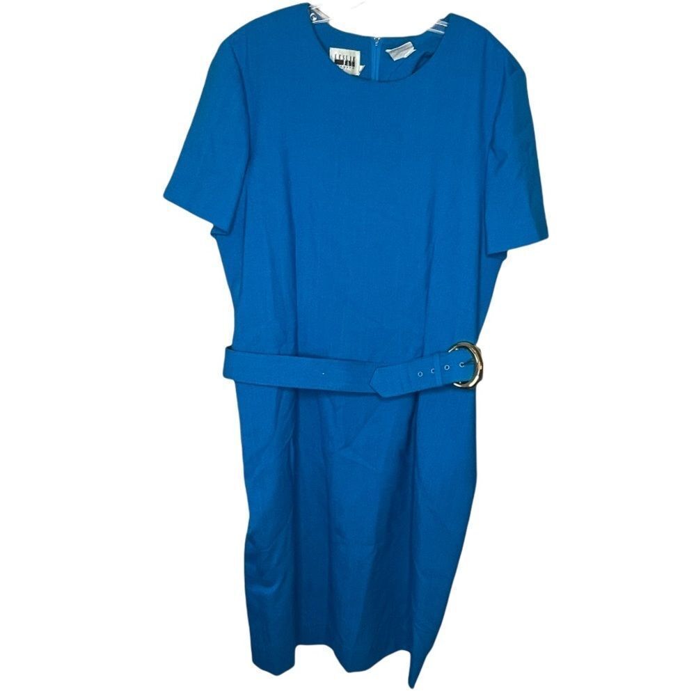 Vintage Leslie Fay Belted Dress Blue